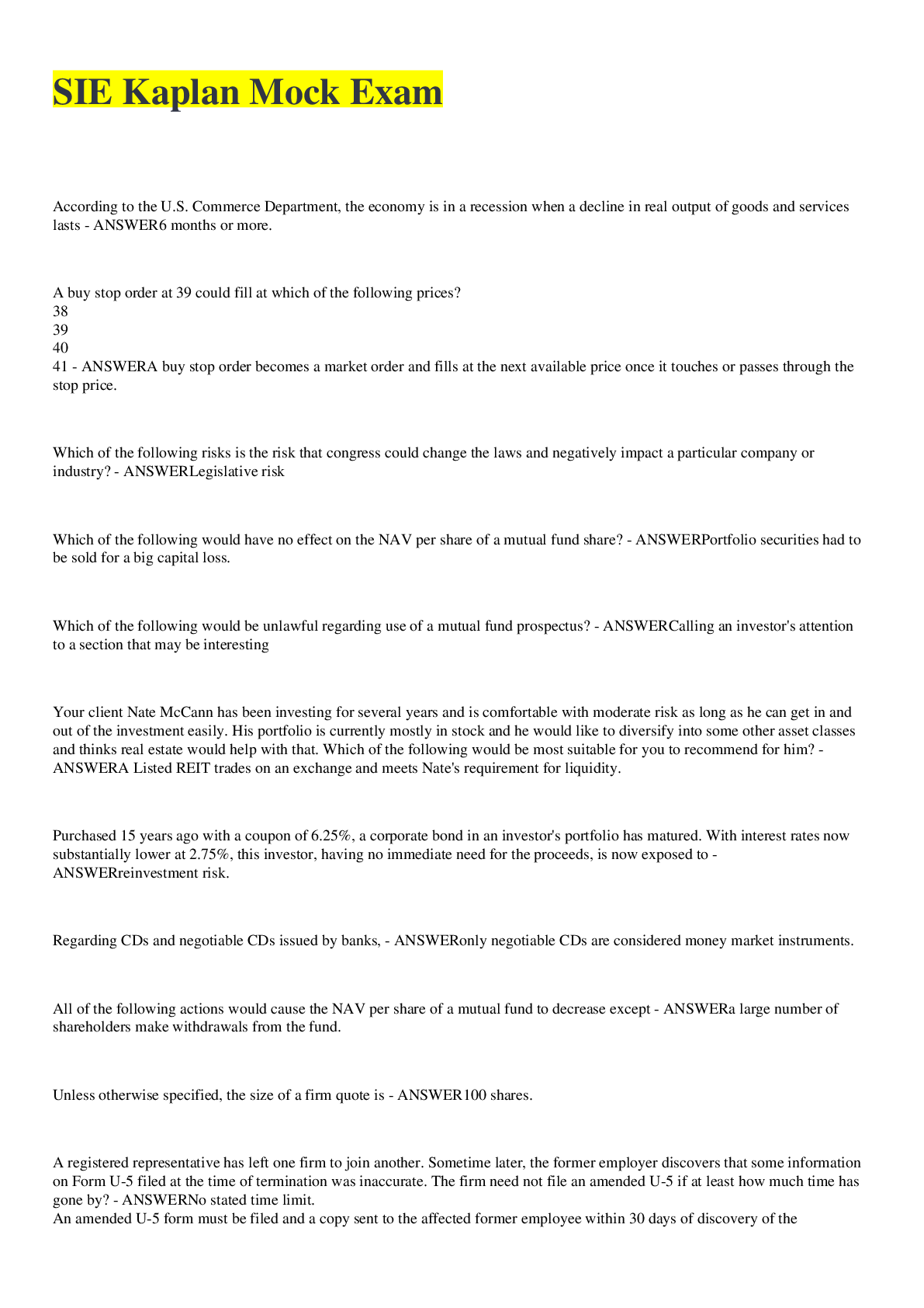 Preview image of SIE Kaplan Mock Exam 2022/2023 (Graded A) document